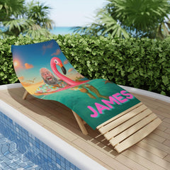 Personalized Funny Flamingo Beach Towel with Custom Face & Name, Pool Towel Vacation Gift.