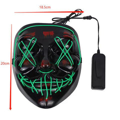Halloween Purge LED Light Up Mask, Scary X‑Eyes EL Wire Glowing Mask for Cosplay Party Costume