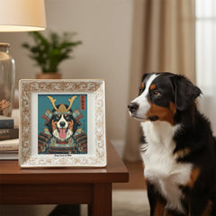 Personalized Vintage Aesthetic Jewelry Dish - Custom Photo Ceramic Trinket Tray with Botanical & Wildlife Border