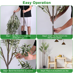 5.9FT Artificial Olive Tree Tall Fake Olive Plant Faux Potted Olive Tree with Lush Olive Branches and Fruits with Black Planter Pot for Modern Home Of