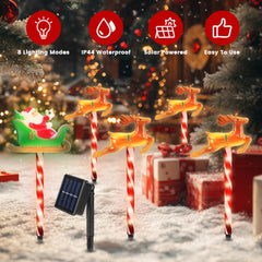 5Packs Christmas Outdoor Pathway Light With 8 Modes IP44 Waterproof Xmas Decoration Stake Light Tree Candy Light For Garden Lawn Porch Yard Driveway