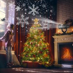 Christmas Snowflake Projector Light Dual-Head LED Stake Light IP44 Waterproof Xmas Decoration For Holiday Indoor Outdoor Use Garden Patio Wall Decor