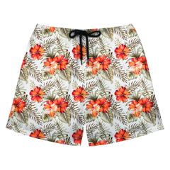 Custom Photo Hawaiian Shorts – Personalized Vibrant Sunflower & Green Foliage Beach Trunks – Unique DIY Summer Luau Apparel