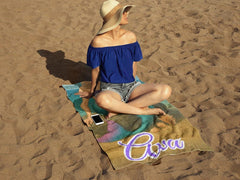 Personalized Mermaid Beach Towel, Custom Face & Name Beach Towel for Her/Girlfriend/Wife,Cute Mermaid Pool Towel, Custom Marine Beach Towel.