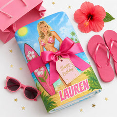 Custom Girls Beach Towel, Personalized Face Photo Gift, Bachelorette Pool Towel, Funny Gifts.