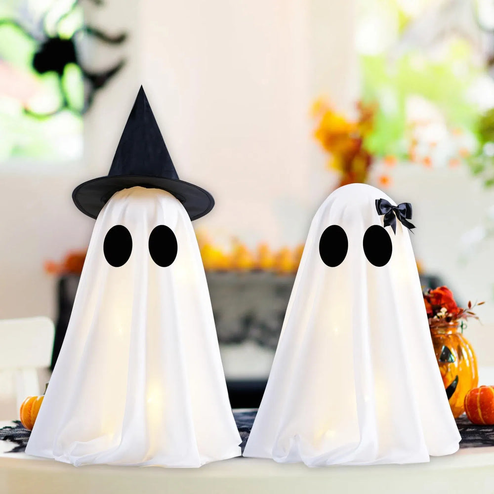two light-up fabric ghosts in two heights - product photo 6 of 10