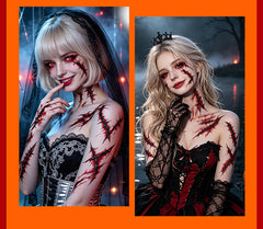 Halloween horror surgical thread wound tattoo sticker