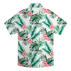 Custom Photo Hawaiian Shirt – Personalized Purple Orchid & Lush Jungle Leaf Tee – Unique DIY Exotic Summer Travel Apparel