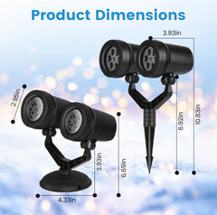 Christmas Snowflake Projector Light Dual-Head LED Stake Light IP44 Waterproof Xmas Decoration For Holiday Indoor Outdoor Use Garden Patio Wall Decor