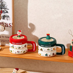 Santa Lid Christmas Mug – Ceramic Holiday Cocoa Cup That Comes Ready to Gift