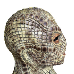 Reptile Snake Full Head Mask with Neck, Realistic Lizard Skin Latex Mask, Scary Serpent Costume Mask for Halloween Cosplay Party