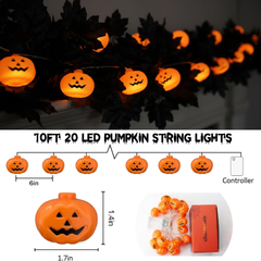 10 ft pumpkin string lights with 20 LEDs - product photo 3 of 7