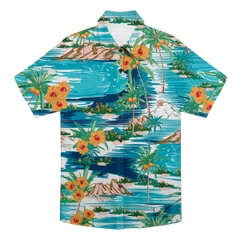 Custom Photo Hawaiian Shirt – Personalized Red Ginger & Green Palm Frond Tee – Unique DIY Hawaiian Luau Party Outfit