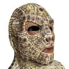Reptile Snake Full Head Mask with Neck, Realistic Lizard Skin Latex Mask, Scary Serpent Costume Mask for Halloween Cosplay Party