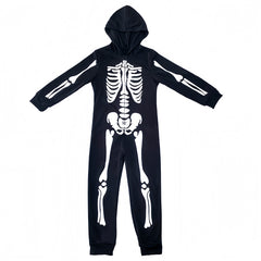 Kids Skeleton Bodysuit - Glow In The Dark One Piece Halloween Costume - Full Bone Print For Children