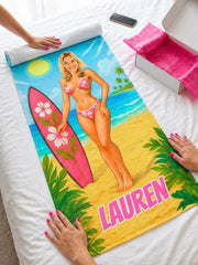 Custom Girls Beach Towel, Personalized Face Photo Gift, Bachelorette Pool Towel, Funny Gifts.