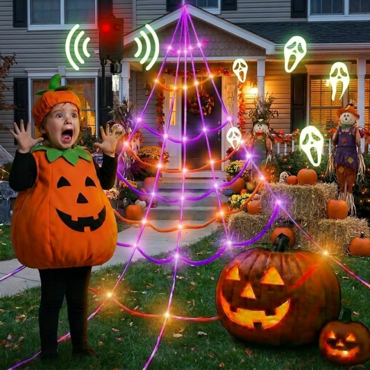 lighted spider web with 150 LEDs and a motion sensor One Size