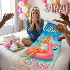 Bridal Beach Towel Custom Face, Bride to Be Bachelorette Party Gift, Future Mrs Photo.