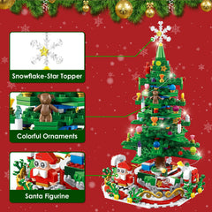 701-Piece Christmas Tree Advent Calendar Building Blocks – Build-a-Day Countdown Toy with Festive Glowing Lights, 24 Daily Surprises & Mini Figures, Holiday Tabletop Decor & Gift for Kids & Adults