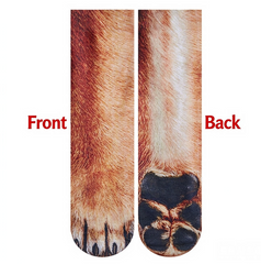 3D Animal Paw Print Socks, Novelty Realistic Animal Feet Crew Socks, Funny Tiger Cat Dog Paw Socks for Halloween Cosplay Party, Prank Gift for Men Women