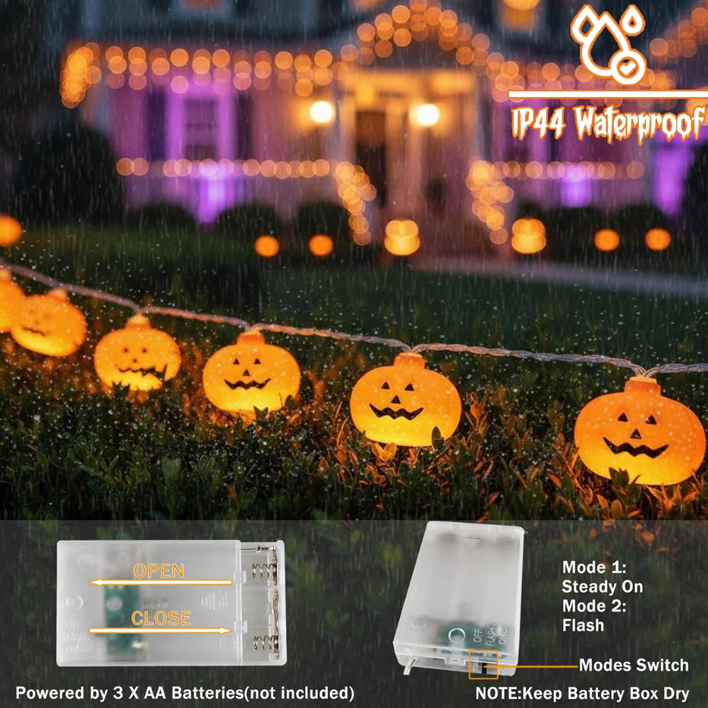 10 ft pumpkin string lights with 20 LEDs - product photo 7 of 7