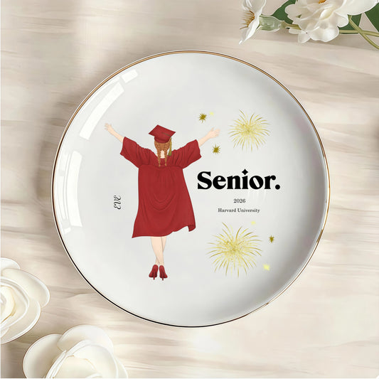 Custom Congratulations on your graduation Personalized Round Jewelry Dish