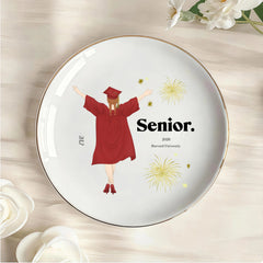 Custom Congratulations on your graduation Personalized Round Jewelry Dish