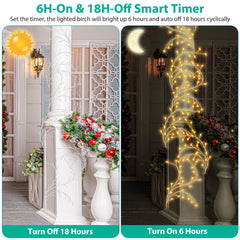 Lighted Birch Garland 7.87FT Lighted Twig Vine Lights 144LED Birch Garland with Lights String Light with Timer 8 Modes IP45 Waterproof for Christmas F