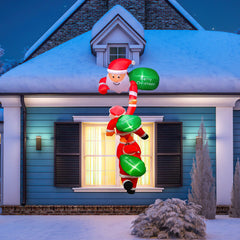 8FT Climbing Inflatable Santa Claus with Light Hanging Blow Up Christmas Inflatable Indoor Outdoor Christmas Decorations 3 Santa Claus 3 Merry Christm