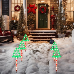 5Packs Christmas Outdoor Pathway Light With 8 Modes IP44 Waterproof Xmas Decoration Stake Light Tree Candy Light For Garden Lawn Porch Yard Driveway