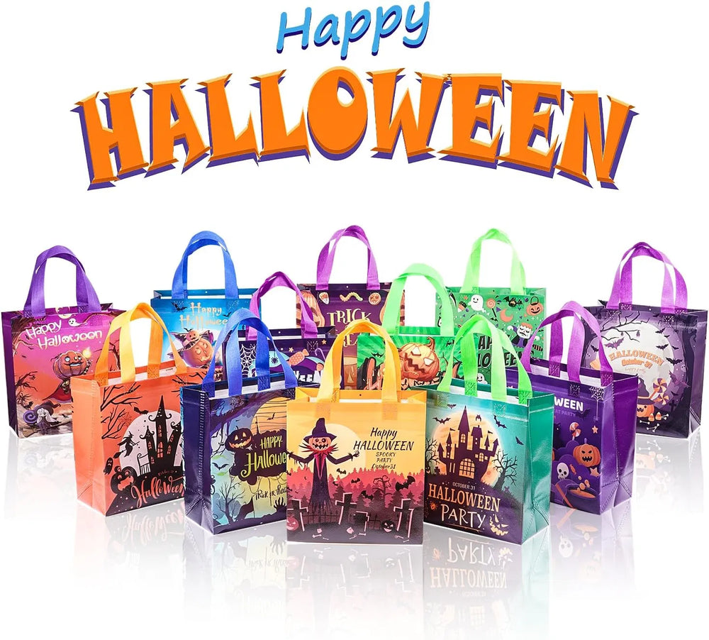 twelve non-woven trick or treat tote bags in twelve designs - product photo 4 of 7
