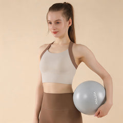 Sage Green Cross Back Sports Bra - High Support Longline Workout Crop Top for Running & Gym