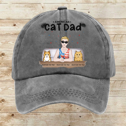 Custom American Cat Dad Cap