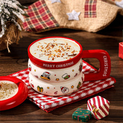 Santa Lid Christmas Mug – Ceramic Holiday Cocoa Cup That Comes Ready to Gift