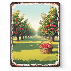 Custom Rustic Apple Orchard Fruit Basket Metal Tin Sign