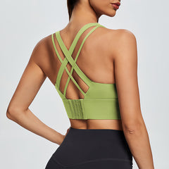 Crisscross Back High Support Sports Bra - Adjustable Hook-and-Eye Back Workout Crop Top