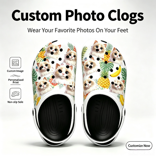 White Tropical Hibiscus Palm Leaf Pattern Classic Comfort Clogs Outdoor Water Shoes