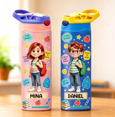Customized Children's Warm Water Bottle 20oz - With Your Personalized Name - An Individualized School Gift for Your Child -