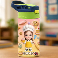 Custom Photo Kids Insulated Water Bottle - Personalized Back To School Gifts For Kids - Future Little Baker