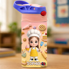 Custom Photo Kids Insulated Water Bottle - Personalized Back To School Gifts For Kids - Future Little Baker