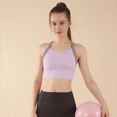 Sage Green Cross Back Sports Bra - High Support Longline Workout Crop Top for Running & Gym