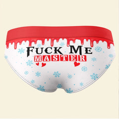 Sassy Snowflake Holiday Undies - "F*ck Me Master" Red & White Graphic Panties - Festive Occasion Cheeky Intimates