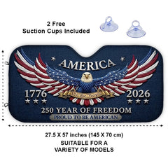 Custom Auto Windshield Sunshade-Personalized America 250th Anniversary Gifts-Proud To Be American