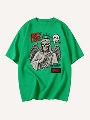 Grim Reaper Is Staring At Us Print Short Sleeve