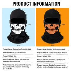 Skull Balaclava Full Face Mask for Men Women, Summer Cooling Ski Mask UV Sun Protection Face Cover, Moisture Wicking Breathable Balaclava Hood with Reflective Strip for Motorcycle Riding