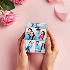 Customized wooden heart-shaped photo cube, personalized photo album with ten photos