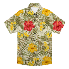 Custom Photo Hawaiian Shirt – Personalized Exotic Purple Orchid & Jungle Leaf Button-Down – Unique DIY Summer Luau Outfit