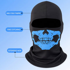 Skull Balaclava Full Face Mask for Men Women, Summer Cooling Ski Mask UV Sun Protection Face Cover, Moisture Wicking Breathable Balaclava Hood with Reflective Strip for Motorcycle Riding