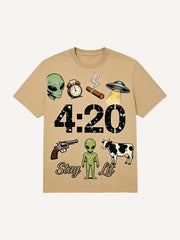 Western Style Short Sleeve with Big Smoke Print
