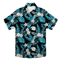 Custom Photo Hawaiian Shirt – Personalized Red Tropical Bloom & Green Palm Button-Down – Unique DIY Bold Aloha Vibe Apparel